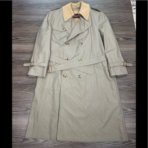 Gleneagles Olive & Tan Double Breasted Raincoat Overcoat 44R